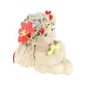 Vintage 1995 Cast Art By Kristin Figurine Dreamsicles Baby Angel With Flowers
